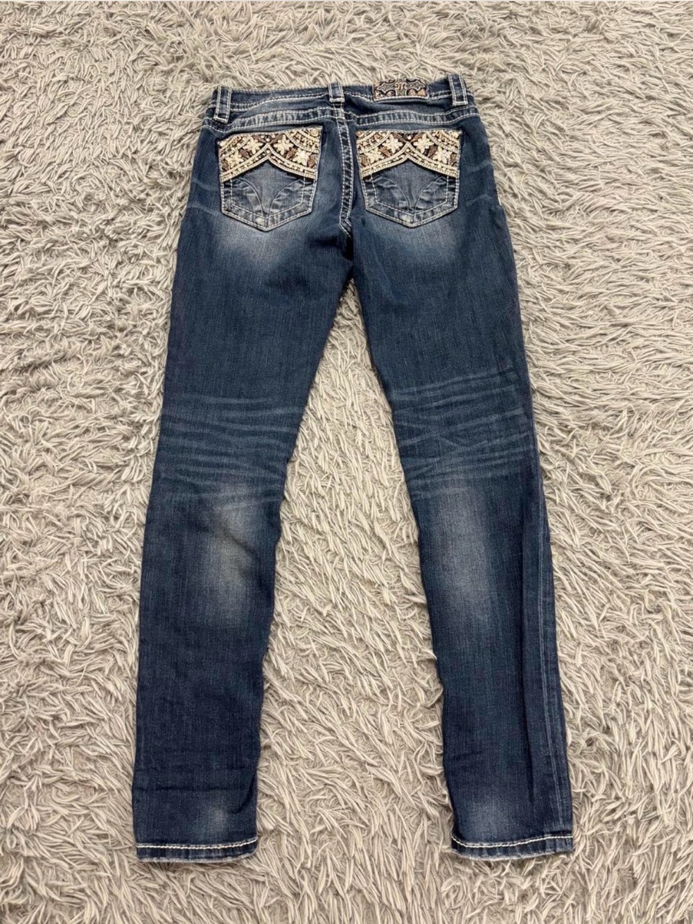 Miss Me Womens Jeans Size 27 Low Rise Skinny Embellished Pockets Y2K Western VTG